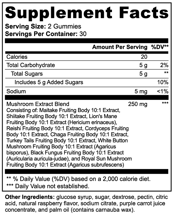 Mushroom Extract Complex Gummies – Focus, Energy & Wellness