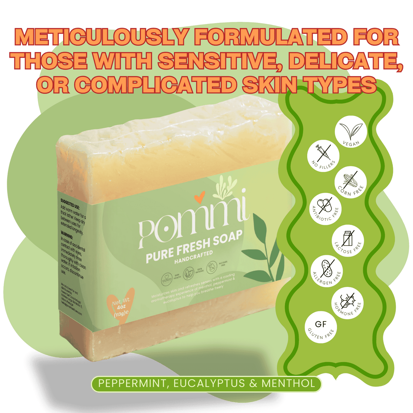 Pure Fresh Soap — Energizing Peppermint & Eucalyptus Aromatherapy Bar