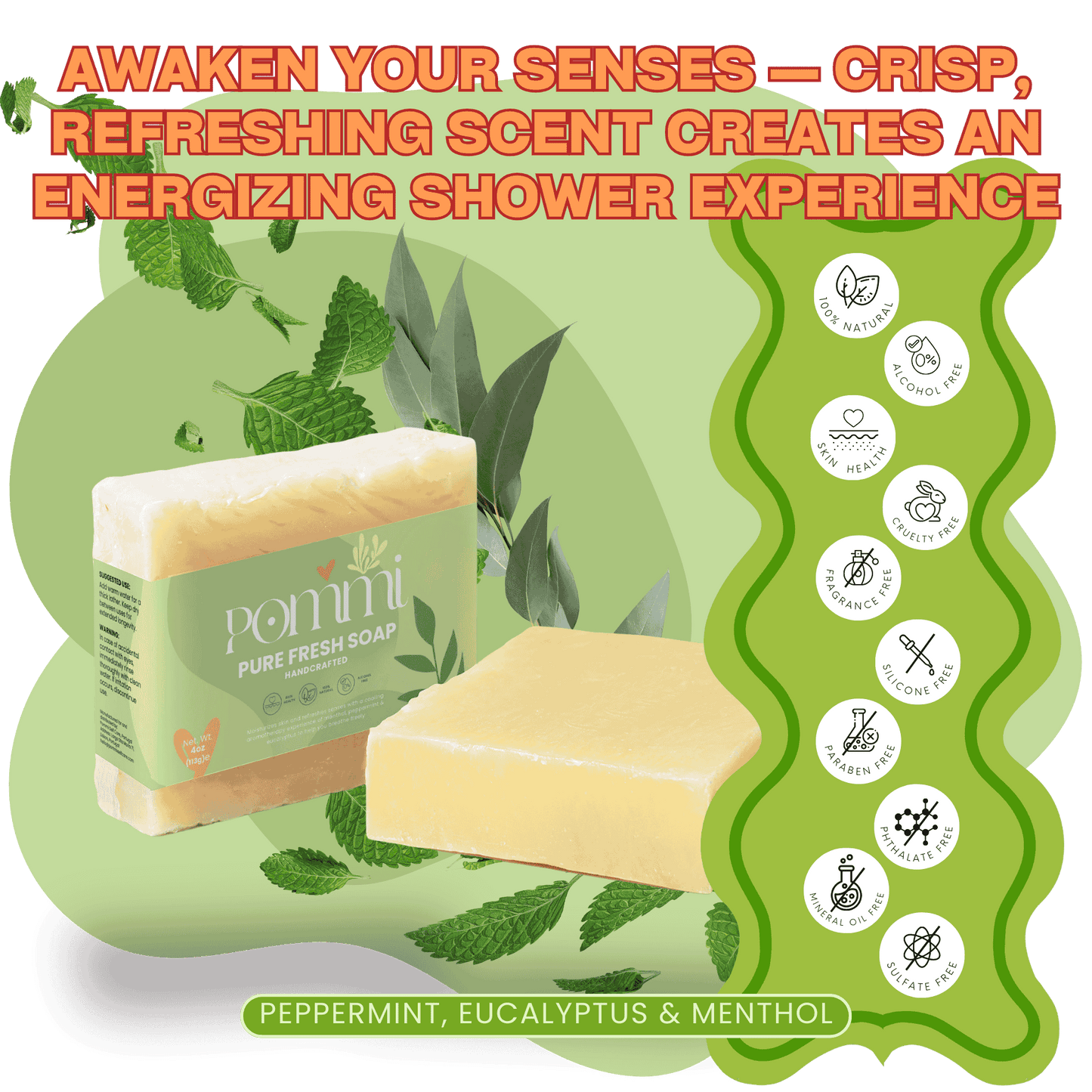 Pure Fresh Soap — Energizing Peppermint & Eucalyptus Aromatherapy Bar
