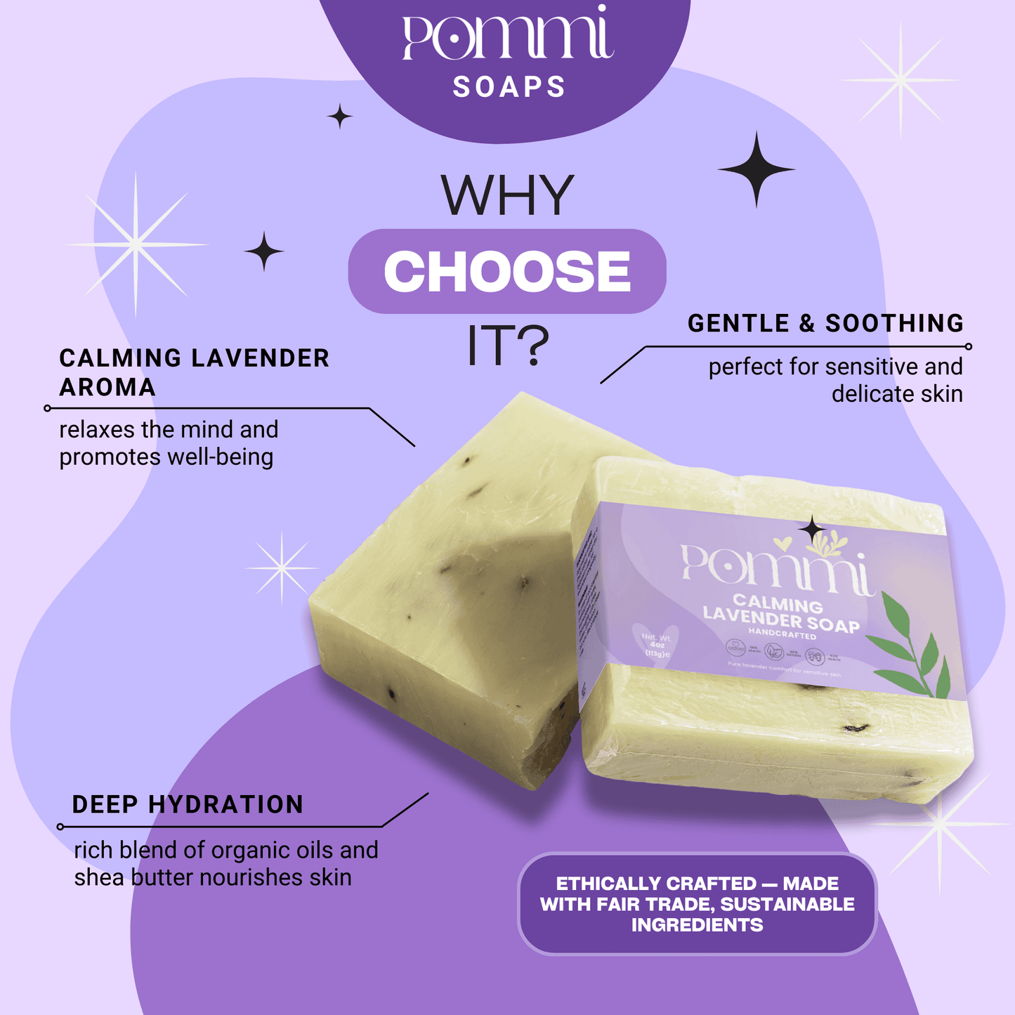 Calming Lavender Soap — Gentle, Moisturizing & Stress-Relief Bar