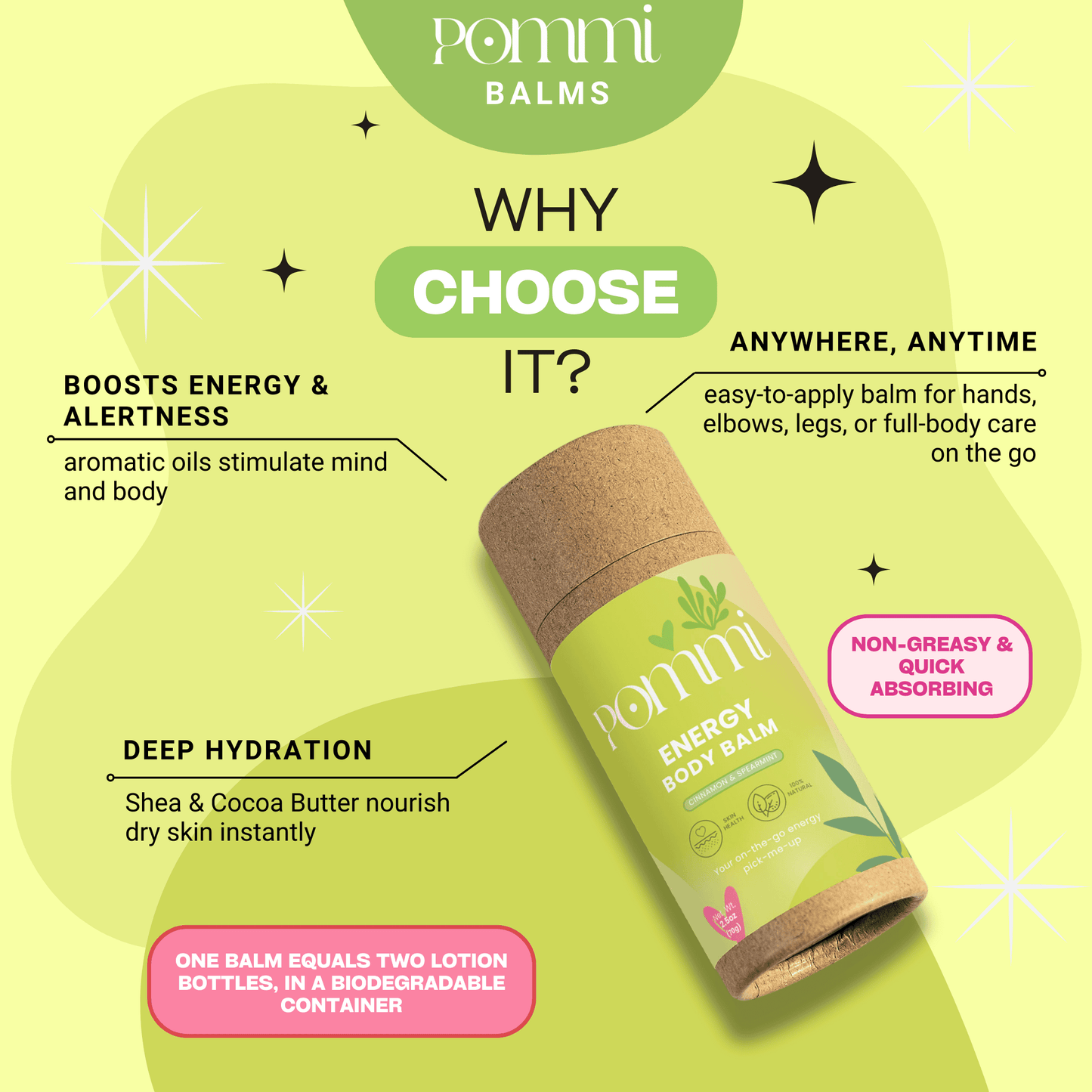 Energy Body Balm – Energizing Moisturizer with Spearmint, Lemon & Cinnamon