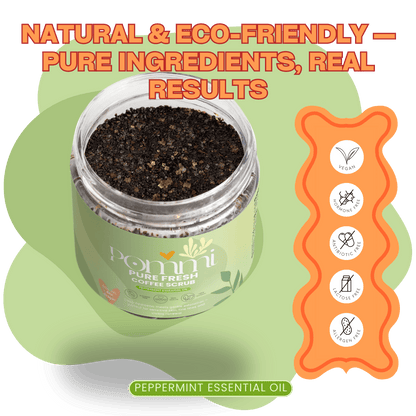 Pure Fresh Coffee Scrub | Peppermint Essential Oil - Natural Exfoliating & Anti-Aging Body Scrub