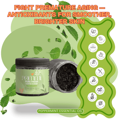 Pure Fresh Coffee Scrub | Peppermint Essential Oil - Natural Exfoliating & Anti-Aging Body Scrub