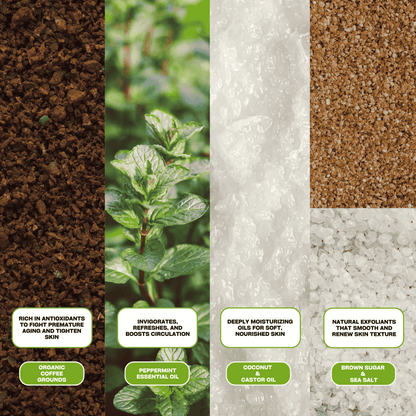 Pure Fresh Coffee Scrub | Peppermint Essential Oil - Natural Exfoliating & Anti-Aging Body Scrub